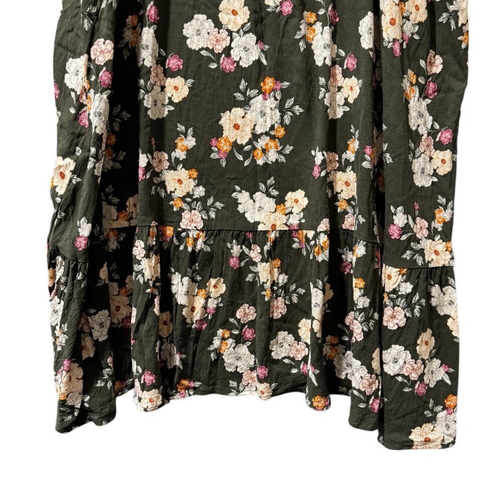 Torrid Floral Midi Skirt 3X Green Boho Cottagecore Tiered Tea Length Skirt Plus - Picture 6 of 7